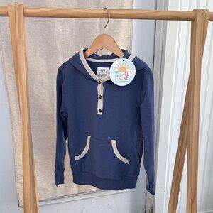 Little Sleepies Vintage Navy Long Sleeve Pullover Henley Hoodie